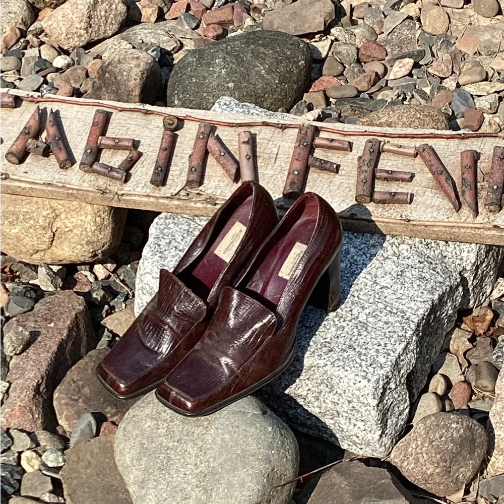 🪶Franco Sarto Charcoal Leather Wedge Sz 8/9